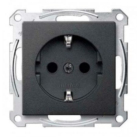MTN2300-0414 (MTN2300-0414) Механизм розетки с защитными шторками. заземлением и накладкой Merten Shuko. 2 полюса. 16А. антрацит. Schneider Electric