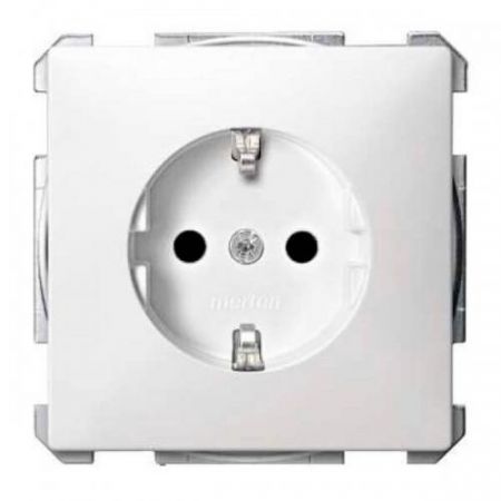MTN2300-4019 (MTN2300-4019) Механизм розетки с защитными шторками и заземлением Merten Shuko. 2 полюса. 16А. полярно-белый. Schneider Electric