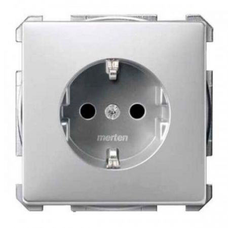 MTN2300-4060 (MTN2300-4060) Механизм розетки с защитными шторками и заземлением Merten Shuko. 2 полюса. 16А. алюминий. Schneider Electric