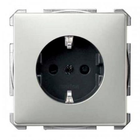 MTN2300-4146 (MTN2300-4146) Механизм розетки с защитными шторками и заземлением Merten Shuko. 2 полюса. 16А. стальной. Schneider Electric
