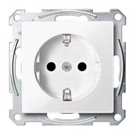 MTN2301-0319 (MTN2301-0319) Механизм розетки с заземлением и накладкой Merten Shuko. 2 полюса. 16А. полярно-белый. Schneider Electric