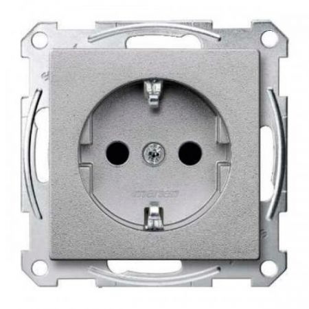 MTN2301-0460 (MTN2301-0460) Механизм розетки с заземлением и накладкой Merten Shuko. 2 полюса. 16А. алюминий. Schneider Electric