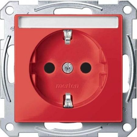 MTN2302-0306 (MTN2302-0306) Механизм розетки с заземлением и полем для надписи Merten Shuko. 2 полюса. 16А. рубиновый. Schneider Electric