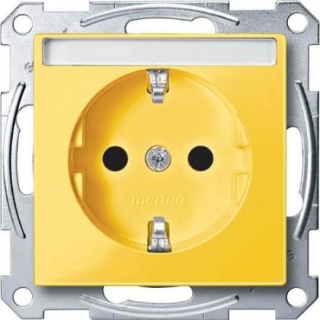 MTN2302-0307 (MTN2302-0307) Механизм розетки с заземлением и полем для надписи Merten Shuko. 2 полюса. 16А. желтый. Schneider Electric