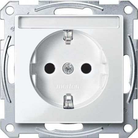 MTN2302-0319 (MTN2302-0319) Механизм розетки с заземлением и полем для надписи Merten Shuko. 2 полюса. 16А. полярно-белый. Schneider Electric