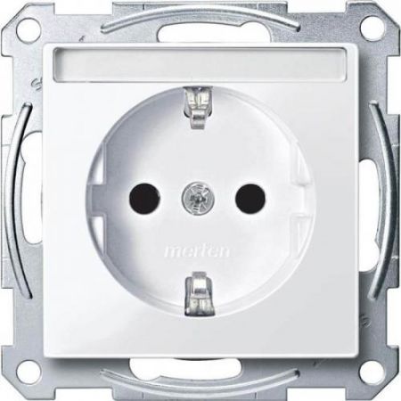 MTN2302-0325 (MTN2302-0325) Механизм розетки с заземлением и полем для надписи Merten Shuko. 2 полюса. 16А. белый. Schneider Electric