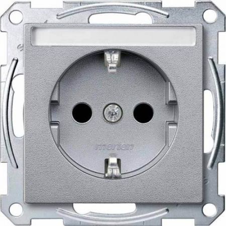 MTN2302-0460 (MTN2302-0460) Механизм розетки с заземлением и полем для надписи Merten Shuko. 2 полюса. 16А. алюминий. Schneider Electric