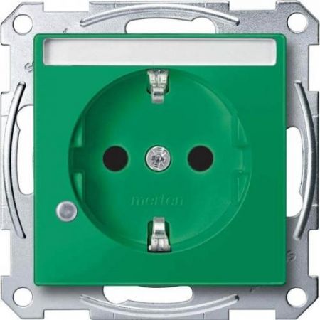 MTN2303-0304 (MTN2303-0304) Механизм розетки с индикацией и полем для надписи Merten Shuko. 2 полюса. 16А. зеленый. Schneider Electric