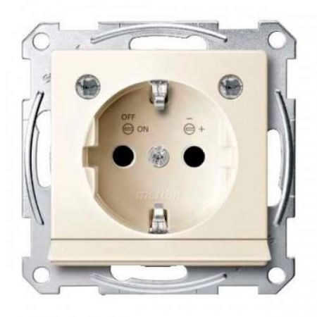 MTN2304-0344 (MTN2304-0344) Механизм розетки с заземлением. защитными шторками. накладкой и подсветкой Merten Shuko. 2 полюса. 16А. бежевый. Schneider Electric