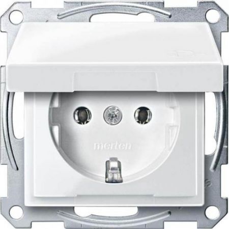 MTN2310-0319 (MTN2310-0319) Механизм розетки с крышкой и шторками Merten Shuko. 2 полюса. 16А. полярно-белый. Schneider Electric
