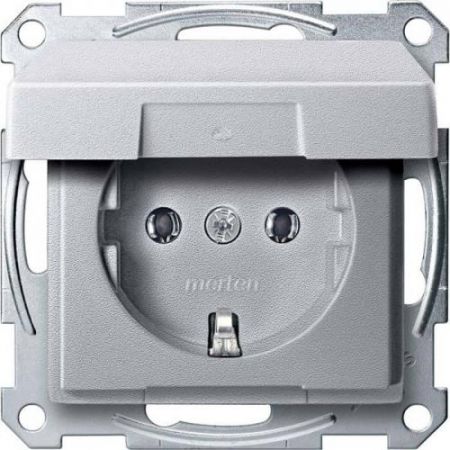 MTN2310-0460 (MTN2310-0460) Механизм розетки с крышкой и шторками Merten Shuko. 2 полюса. 16А. алюминий. Schneider Electric