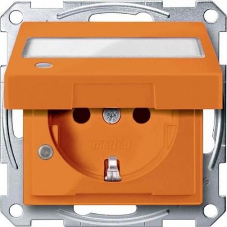 MTN2313-0302 (MTN2313-0302) Механизм розетки с крышкой. индикацией и полем для надписи Merten Shuko. 2 полюса. 16А. оранжевый. Schneider Electric