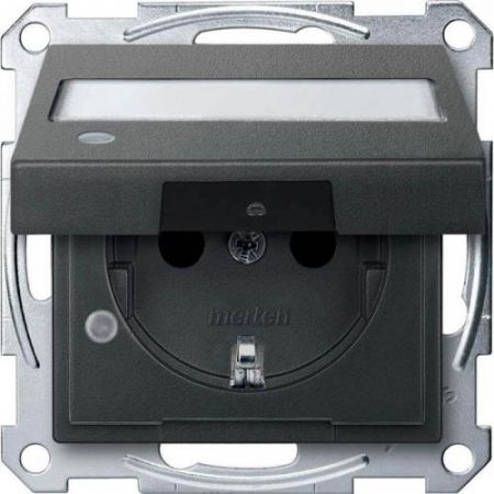 MTN2313-0414 (MTN2313-0414) Механизм розетки с крышкой. индикацией и полем для надписи Merten Shuko. 2 полюса. 16А. антрацит. Schneider Electric