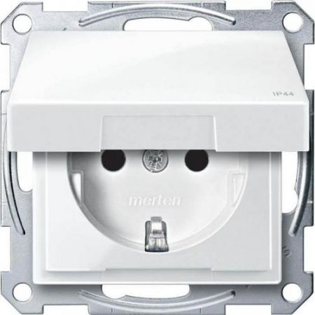 MTN2314-0319 (MTN2314-0319) Механизм розетки IP44 с крышкой Merten Shuko. 2 полюса. 16А. полярно-белый. Schneider Electric
