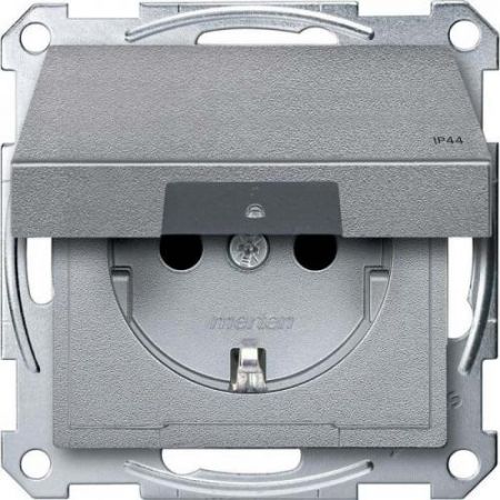 MTN2314-0460 (MTN2314-0460) Механизм розетки IP44 с крышкой Merten Shuko. 2 полюса. 16А. алюминий. Schneider Electric