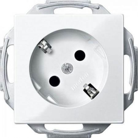 MTN2370-0325 (MTN2370-0325) Механизм розетки с заземлением и шторками Merten Schuko 45°. 2 полюса. 16А. белый. Schneider Electric