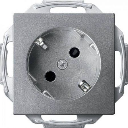 MTN2370-0460 (MTN2370-0460) Механизм розетки с заземлением и шторками Merten Schuko 45°. 2 полюса. 16А. алюминий. Schneider Electric