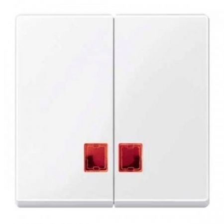 MTN3456-0325 (MTN3456-0325) Двойная клавиша с красным прямоугольным окошком для световой индикации Merten System M. белый. Schneider Electric