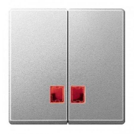 MTN3456-0460 (MTN3456-0460) Двойная клавиша с красным прямоугольным окошком для световой индикации Merten System M. алюминий. Schneider Electric