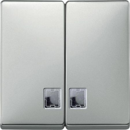 MTN413546 (MTN413546) Двойная клавиша с бесцветным прямоугольным окошком подсветки Merten System Design. сталь. Schneider Electric
