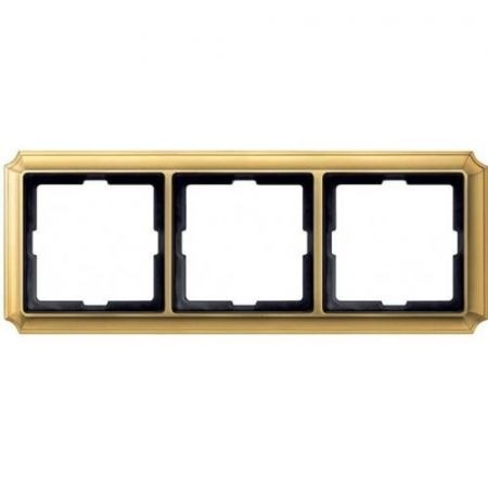 MTN483321 (MTN483321) Рамка 3-постовая Merten Antique. блестящая латунь. Schneider Electric