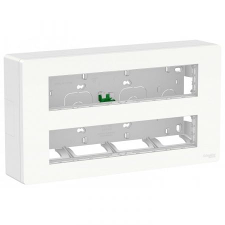 (NU121820) Блок открытой установки unica system. 2х4. UNICA NEW антибактериальный белый. Schneider Electric