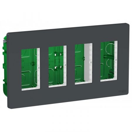 (NU124430) Блок открытой установки unica system. 4х2. UNICA NEW алюминий. Schneider Electric