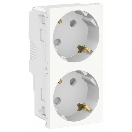 (NU306754A) Двойная розетка с заземлением и со шторками. 45°. UNICA NEW графит. Schneider Electric