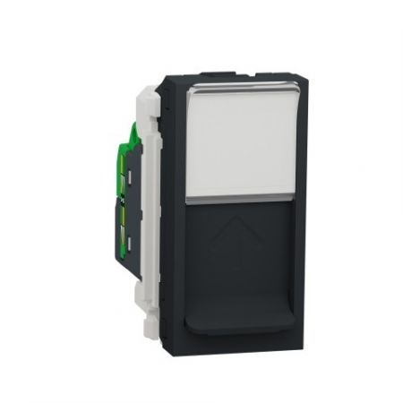 (NU341530) Механизм компьютерной розетки одиночная RJ45. кат.6 STP. 2 модуля. UNICA NEW алюминий. Schneider Electric