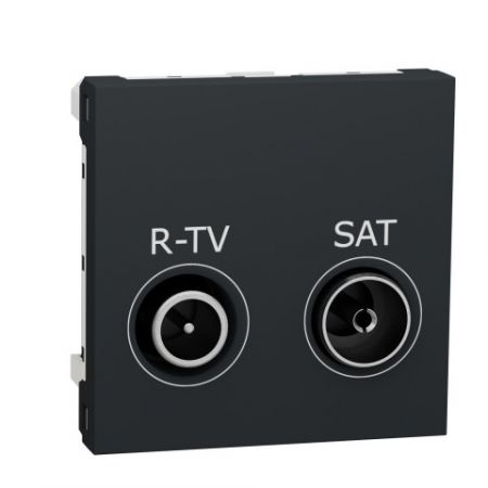 (NU345530) Механизм розетка TV/R SAT (телевизионная &amp; радио) оконечная. 2 модуля. UNICA NEW алюминий. Schneider Electric