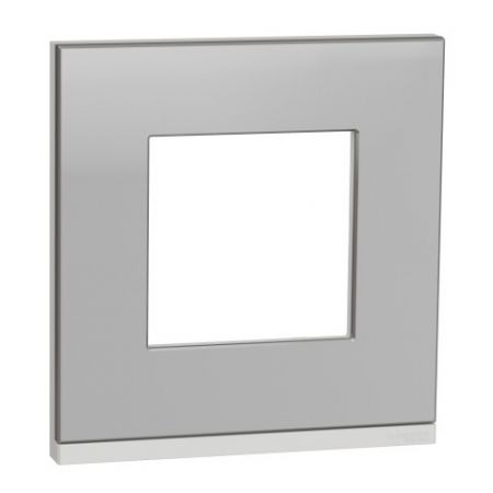 (NU600480) Рамка 2-постовая. горизонтальная. Unica Pure алюминий матовый. Schneider Electric