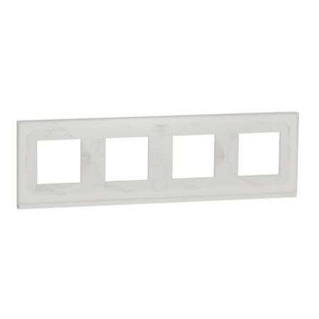(NU600886) Рамка 4-постовая. горизонтальная. Unica Pure черное стекло (графит). Schneider Electric