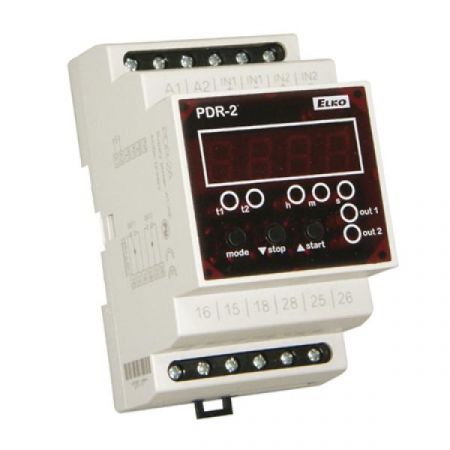 (PDR-2A/230V) Реле времени мультифункциональное PDR-2A/230V. AC 230 V. 16 функций. выбираемая функция второго реле. врем. диапазоны. 0.01с-99ч 59м59с99с. ELKO
