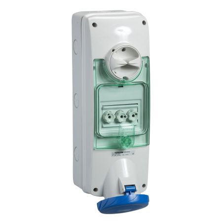 Розетка настінна з блокуючим перемикачем та запобіжником Schneider Electric Mureva PKB63R523 63A 2P E