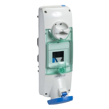 Розетка настінна з блокуючим перемикачем та DIN кріпленням Schneider Electric Mureva PKB63U523 63A 2P E