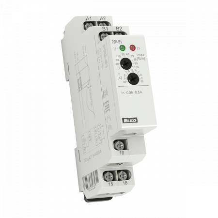 (PRI-51/1A) Реле контроля тока PRI-51/1A. AC 24-230 V. DC 24V. ELKO