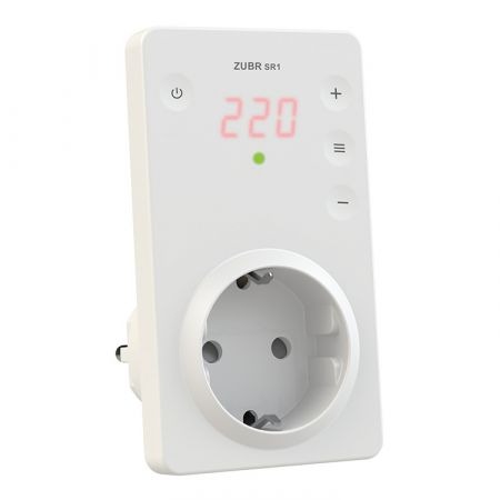 (SR1 red) Реле напряжения в розетку SR1 red. 1ф 16А. 120-280V AC + термозащита. ZUBR