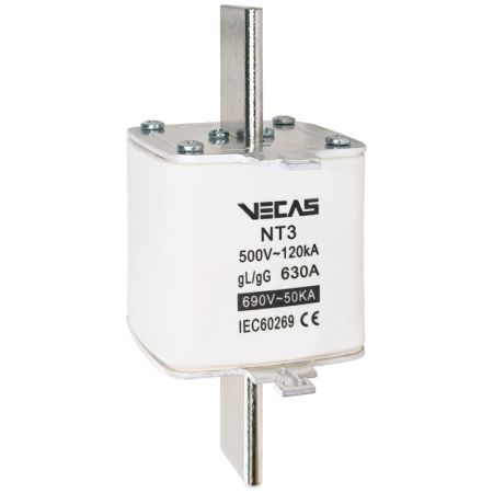 Ножовий запобіжник VECAS серії NH NH3 630A для силових розподільних щитів.