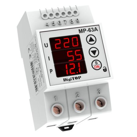(МР-63А) 1-ф многофункциональное реле МР-63А. 63А. 120-270V AC. Digitop