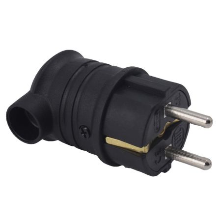 Вилка каучукова кутова AKEF 2Р РE 16А IP44 чорна Bylion 403351