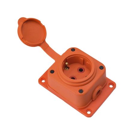 Розетка каучукова стаціонарна 1KMP O 2Р РE 16А IP44 Bylion 403366 оранжева