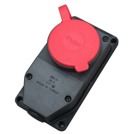 Розетка каучукова стаціонарна 1KMPT 3Р РE 25А IP44 Bylion 403372