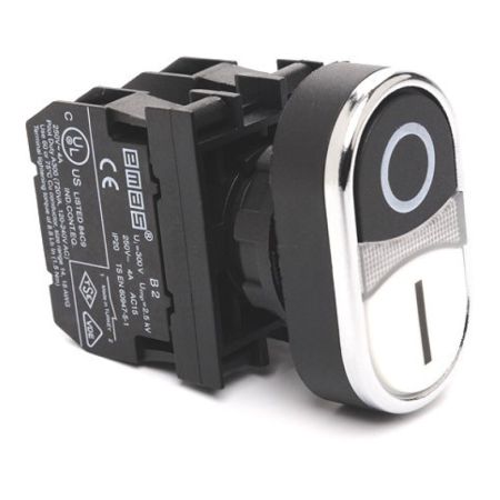 (B102K20HB) Кнопка двойная черно-белая (1НО+1НЗ). IP-50. серии В. EMAS