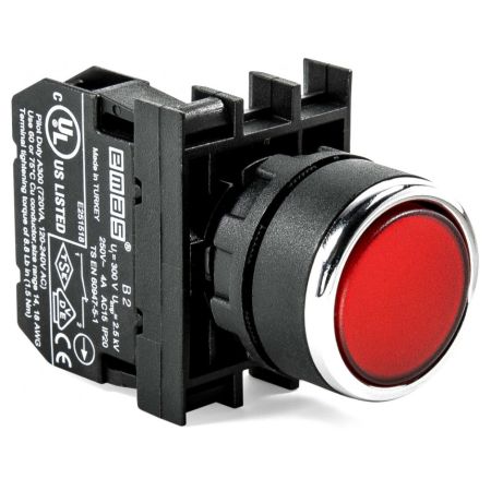 (B200DK) Кнопка нажимная круглая (1НЗ) красная. IP-50. серии В. EMAS