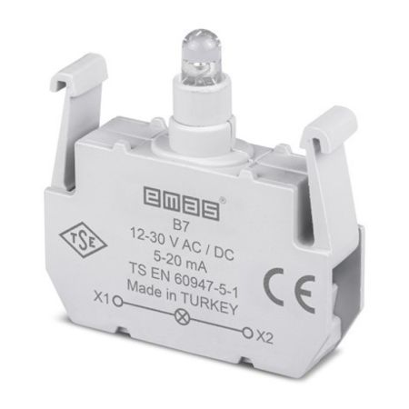 (B7) Блок-контакт подсветки с синим светодиодом 12-30В AC/DC для серии B. EMAS