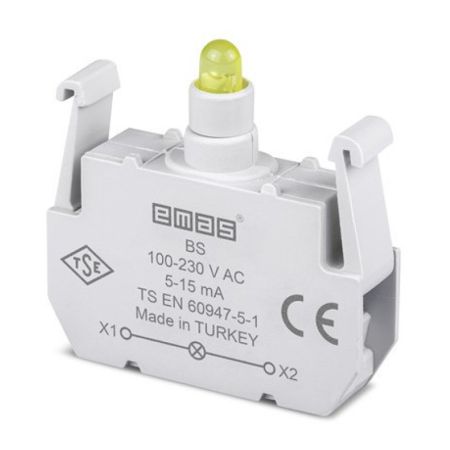 (BS) Блок-контакт подсветки с желтым светодиодом 100-250 В AC для серии B. EMAS
