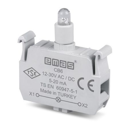 (CB6) Блок-контакт подсветки с красным светодиодом 12-30 В AC/DC. EMAS