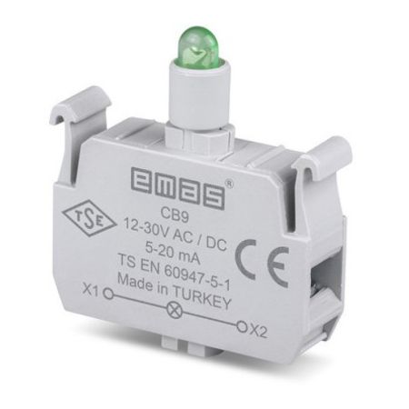 (CB7) Блок-контакт подсветки с синим светодиодом 12-30 В AC/DC. EMAS