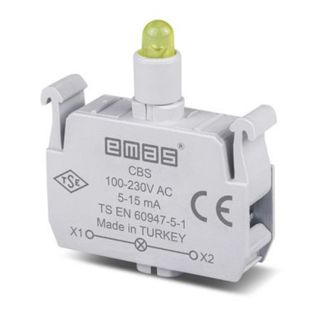 (CBS) Блок-контакт подсветки с желтым светодиодом 100-250 В AC. EMAS