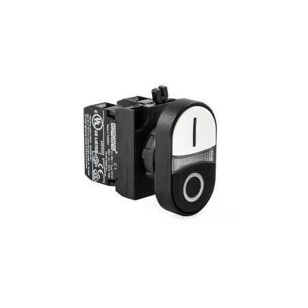 (CP102K20HB) Кнопка двойная черно-белая (1НО+1НЗ) – пластик IP65. серии CP. EMAS